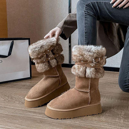 Cheky - Northeast Snow Winter Fleece-lined Platform Cotton-padded Boots