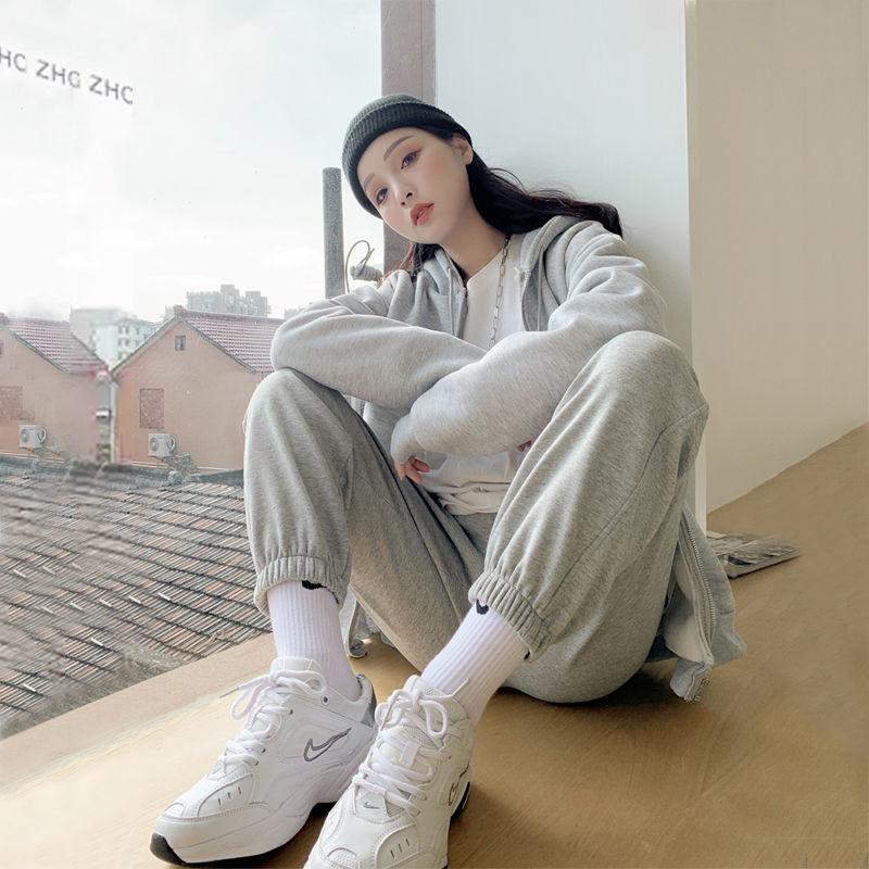 Cheky - Gray Casual Pants Female Student Autumn And Winter