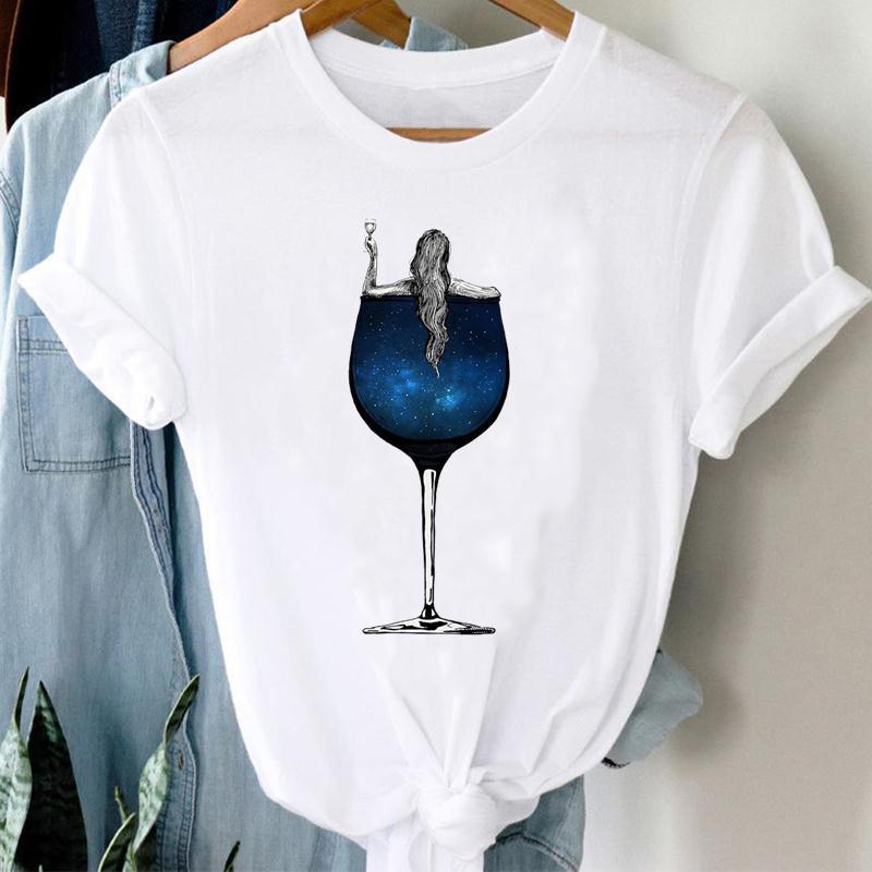 Cheky - Women Printing Clothing Wine Lady Short Sleeve Casual