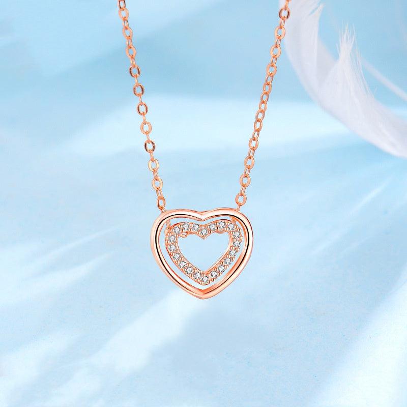 Cheky - S925 Sterling Silver Heart To Heart Pendant Necklace