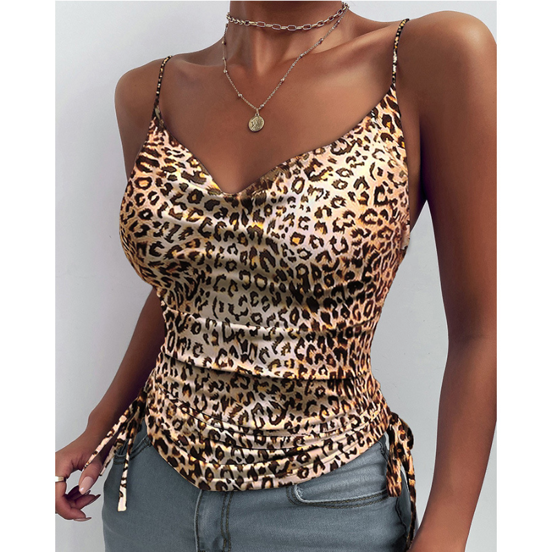 Cheky - Spaghetti Strap Tops V-neck Camisole Shirts Women Summer Clothes