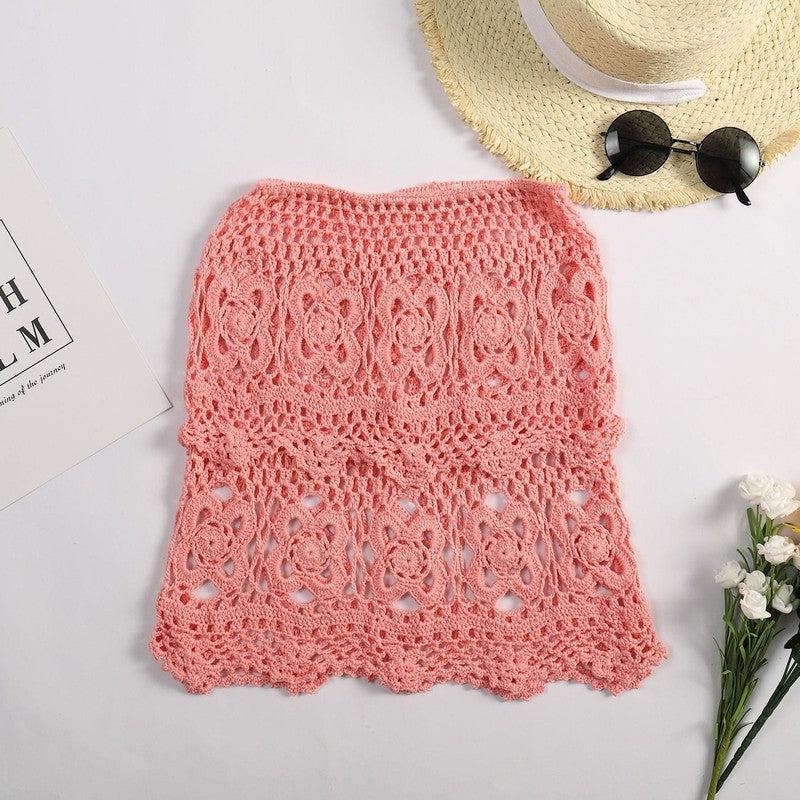 Cheky - New European and American Hand Hook Sexy Hollow Knitted Bikini Half Wrap Skirt Bohemian Beach Wrap Hip Short Skirt