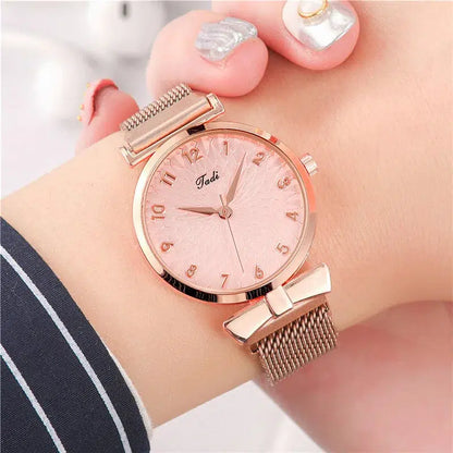 Cheky - Luxury Women Watches 6pcs Set Elegant Female Wristwatches Magnetic Mesh Band Rose Woman Watch Bracelet montre femme reloj mujer