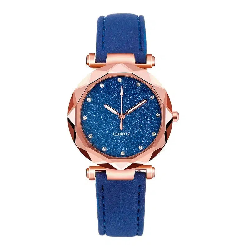 Cheky - Ladies Fashion Korean Rhinestone Rose Gold Quartz Watch Female Belt Watch Women's Watches Fashion Clock Watch Women Watches #vk