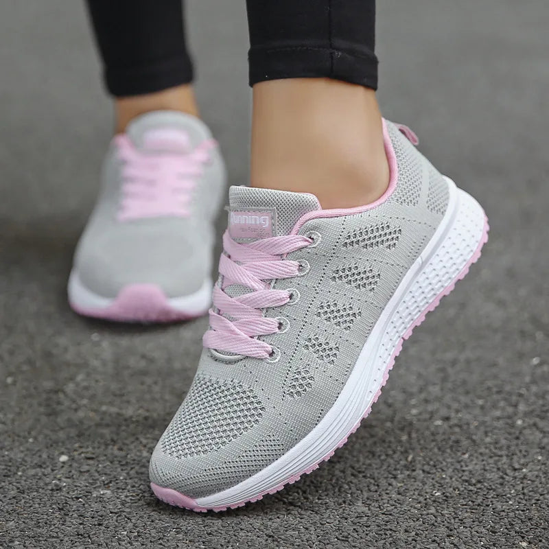 Cheky - Women Casual Shoes Fashion Breathable Walking Mesh Flat Shoes Woman White Sneakers Women 2022 Tenis Feminino Female Shoes