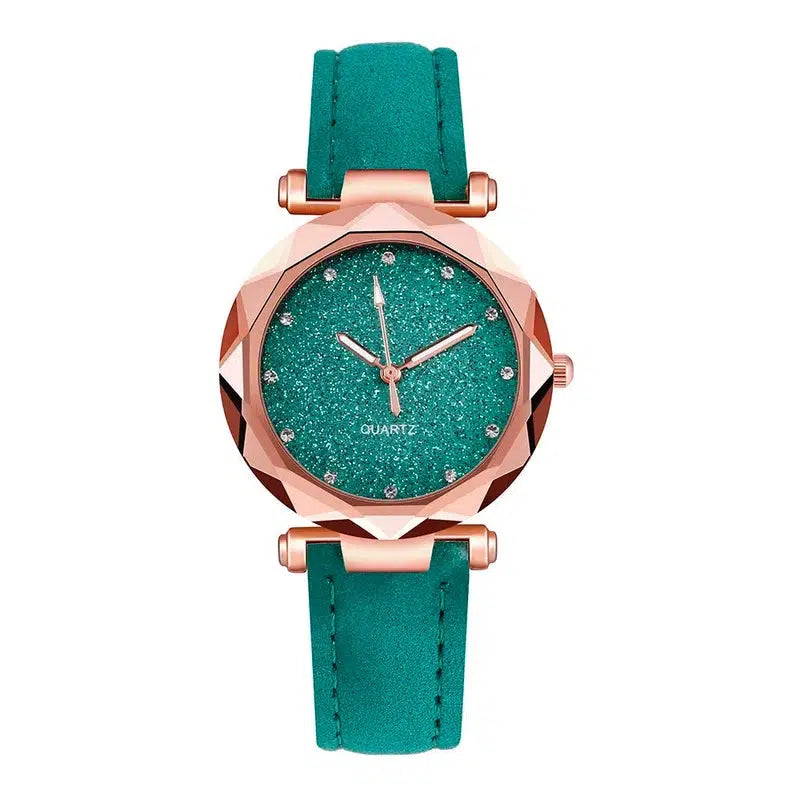 Cheky - Ladies Fashion Korean Rhinestone Rose Gold Quartz Watch Female Belt Watch Women's Watches Fashion Clock Watch Women Watches #vk