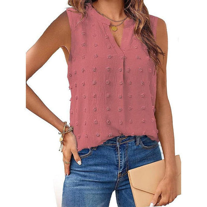 Cheky - Women's Jacquard Sleeveless V-neck Vest