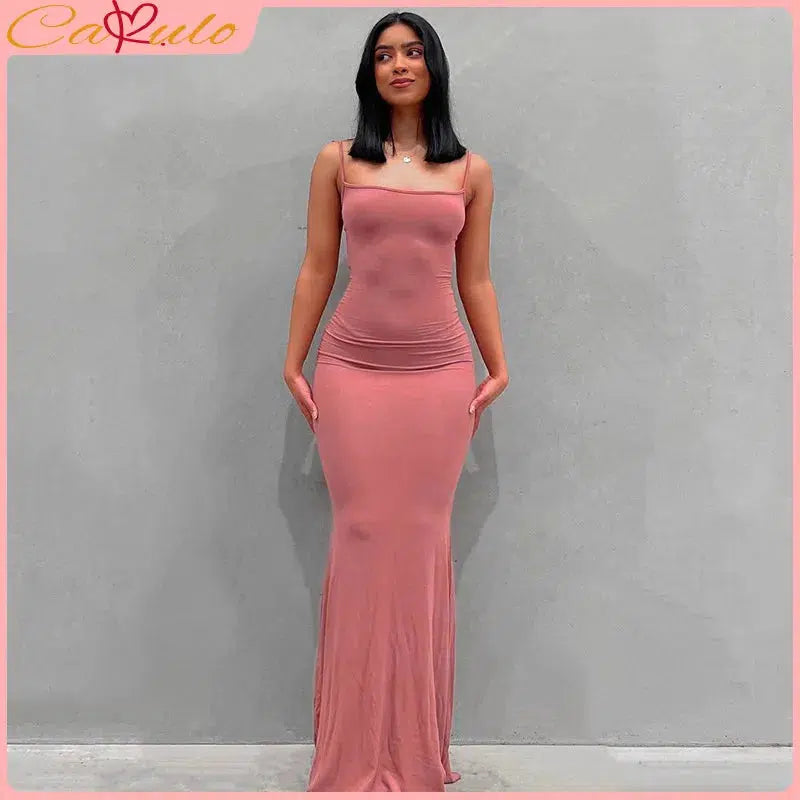 Cheky - Satin Slip Sleeveless Backless Maxi Dress Women Y2K Summer Bodycon Elegant Sexy Outfits Ladies Birthday Party Club Sundress