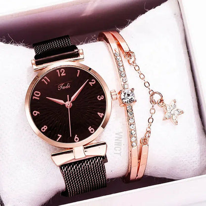 Cheky - New stock!! Women Watches Pentagram Bracelet Female Magnetic Mesh Band Woman Watch Bracelet lazy watch Montre Femme Reloj Mujer