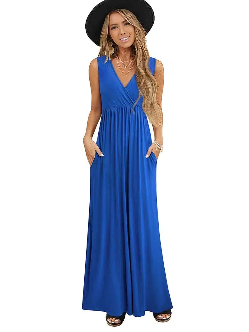 Cheky - Casual Dresses V-neck Maxi Long Flare