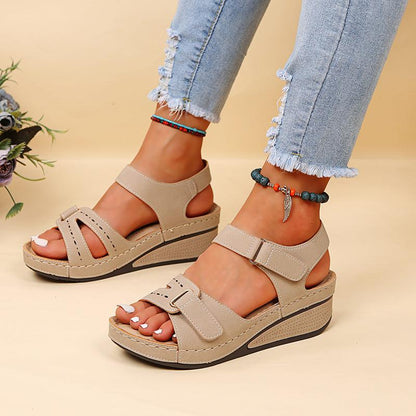 Cheky - Wedge Sandals Summer Velcro Platform Shoes Women