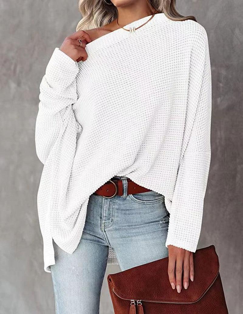 Cheky - Women's Casual Off-the-shoulder Batwing Long Sleeve Pullover Sweater