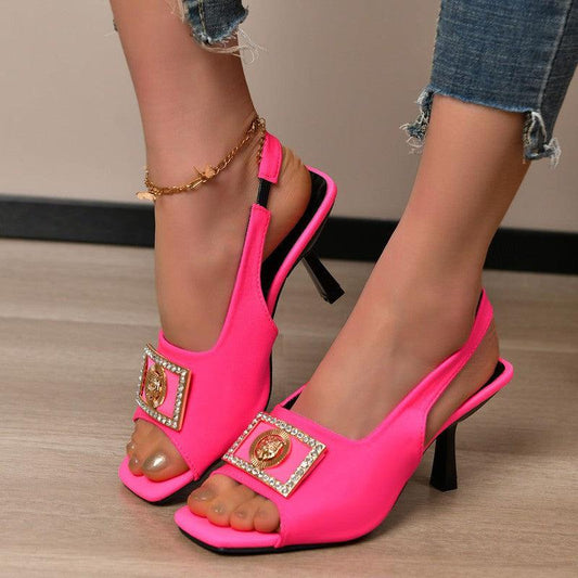 Cheky - New Square Toe Sandals Fish Mouth High Heel Shoes Summer Fashion Sexy Dopamine-style Sandals For Women