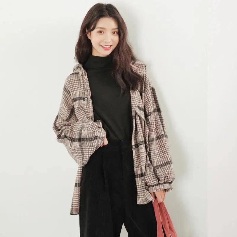 Cheky - Cap plaid shirt coat