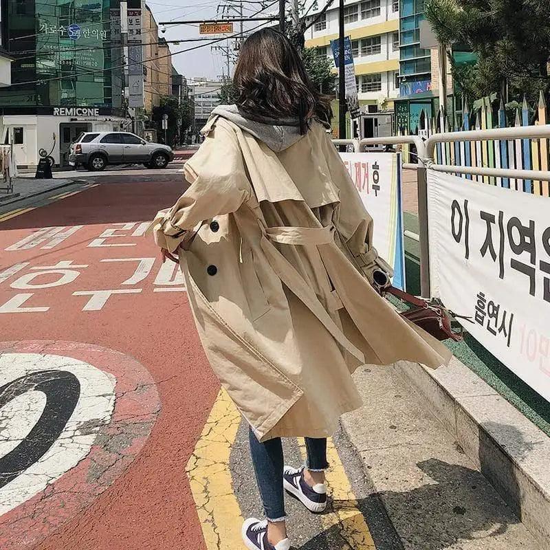 Cheky - Casual and comfortable trend hooded slim trench coat