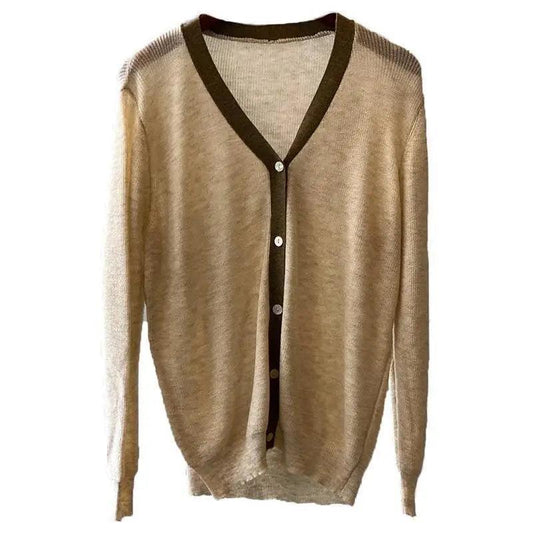 Cheky - Contrasting Color Knit Cardigan Women's V-neck Thin Color