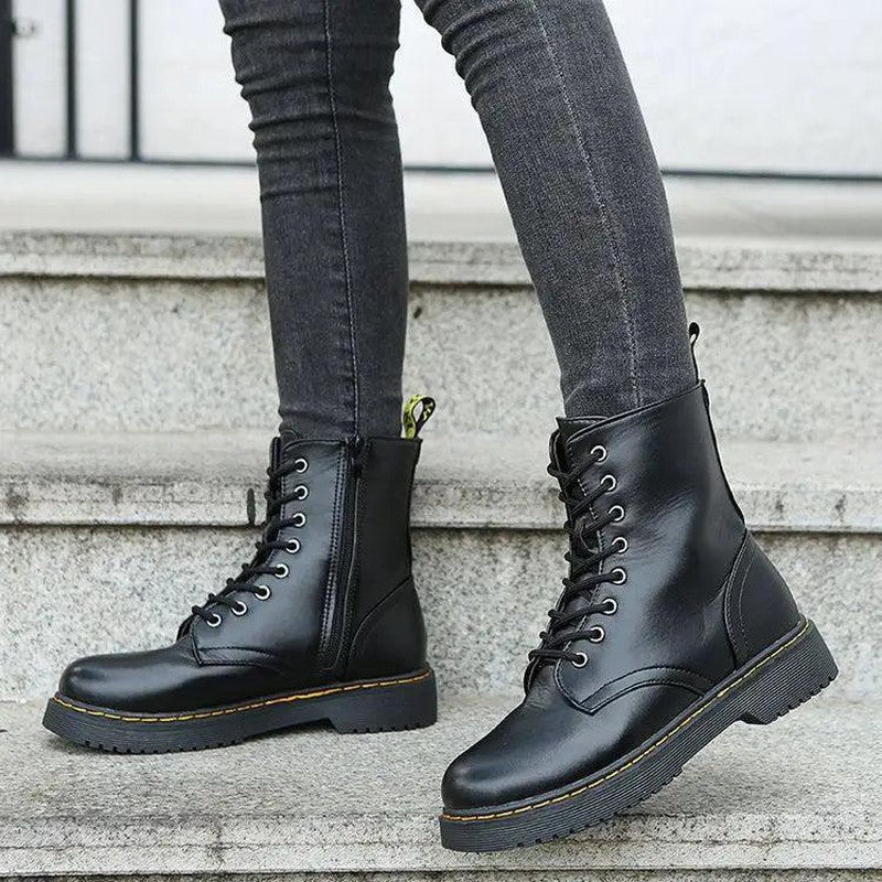 Cheky - Couple Martin Boots Women Black Sewing