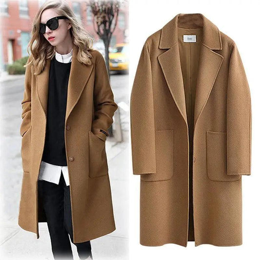 Cheky - Explosion style women's woolen coat mid-length