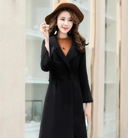 Cheky - Fashion split sleeves long woolen coat coat