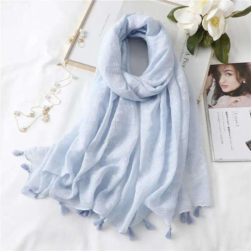 Cheky - Fashion Tassel Cotton Linen Thin Yarn Scarf