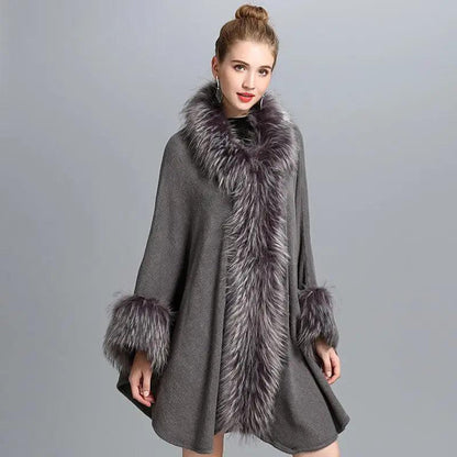 Cheky - Faux Fur Cape Cape Women's Coat