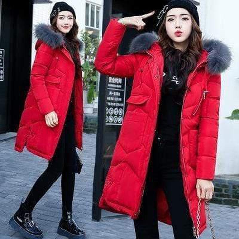 Cheky - Hooded fur collar down jacket