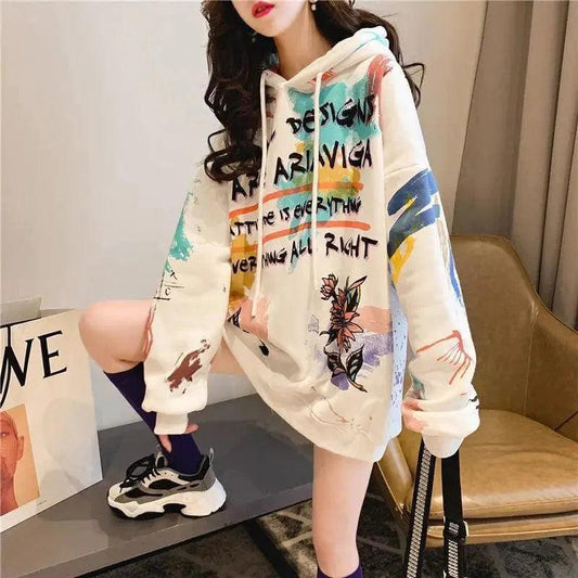 Cheky - Hooded Thin Fleece Sweater For Female Students With Loose