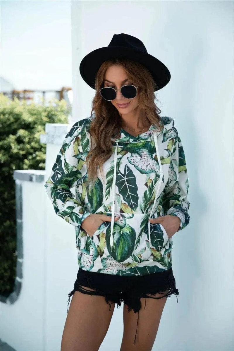 Cheky - Hot Sale Printed Hooded Pocket Sweatshirt