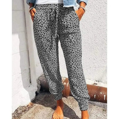 Cheky - Loose Leopard Print Lace-Up Slacks