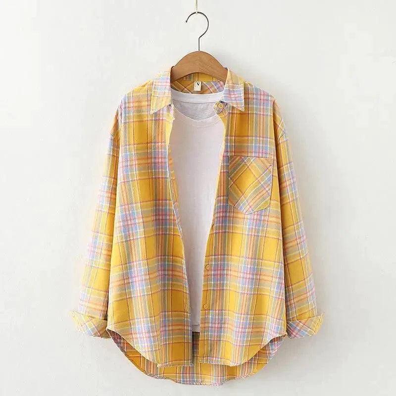 Cheky - Plaid Shirt Women'S Long-Sleeved Loose Shirt Jacket