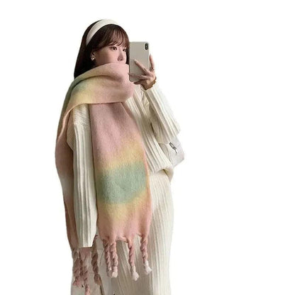 Cheky - Sweet Girl's Cashmere Scarf Knotted Tassel Shawl