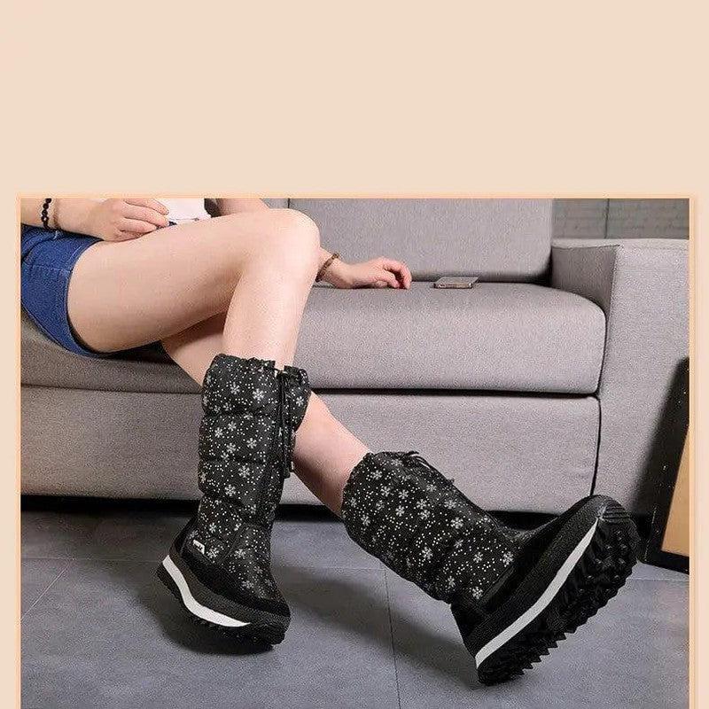 Cheky - Women Boots Winter Shoes Women Snow Boots Platform Keep Warm Ankle Winter Boots with Thick Fur Heels